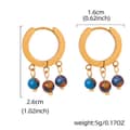 Light Luxury Retro Round Natural Stone Drop Earrings Pearl Tassel Titanium Steel Pendant Beaded 6