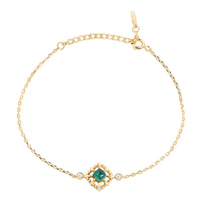 May Gemstone 925 Sterling Silver Gold Plated Vintage Chain & Link Bracelet detail 1