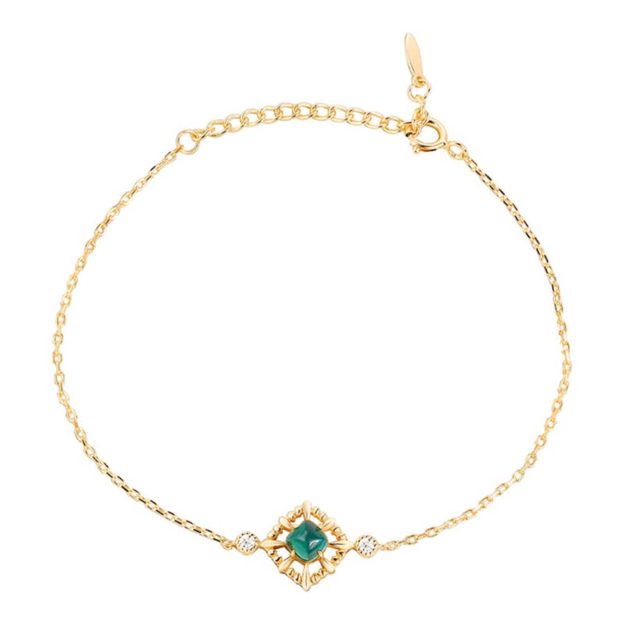 May Gemstone 925 Sterling Silver Gold Plated Vintage Chain & Link Bracelet - main