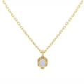 March Aquamarine Gemstone 925 Sterling Silver Gold Plated Niche Design Oval Necklace 1