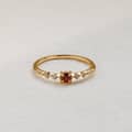 Birthstone July Ruby 925 Sterling Silver Gold Plated Lab-Grown Gems Ring 3