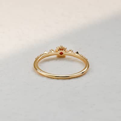 Birthstone July Ruby 925 Sterling Silver Gold Plated Lab-Grown Gems Ring detail 5