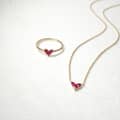 Birthstone July Ruby 925 Sterling Silver Gold Plated Love Heart Necklace 2
