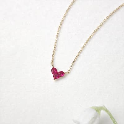Birthstone July Ruby 925 Sterling Silver Gold Plated Love Heart Necklace detail 3