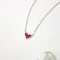Birthstone July Ruby 925 Sterling Silver Gold Plated Love Heart Necklace 3