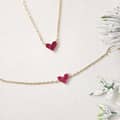 Birthstone July Ruby 925 Sterling Silver Gold Plated Love Heart Necklace 4