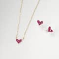 Birthstone July Ruby 925 Sterling Silver Gold Plated Love Heart Necklace 5