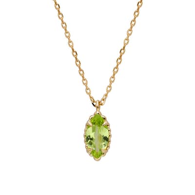 Birthstone August 925 Sterling Silver Gold Plated Vintage Simplicity Geometric Drop Green Crystal GTC Necklace detail 1