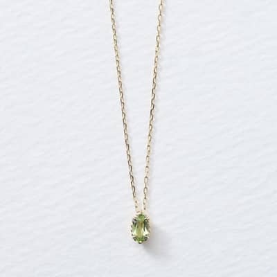 Birthstone August 925 Sterling Silver Gold Plated Vintage Simplicity Geometric Drop Green Crystal GTC Necklace detail 4