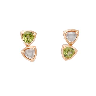 Birthstone August 925 Sterling Silver Gold Plated Prehnite Stone Natural Peridot Simple Geometric Stud Earrings detail 1