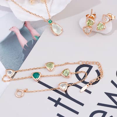 Birthstone August 925 Sterling Silver Gold Plated Prehnite Stone Natural Peridot Simple Geometric Stud Earrings detail 2