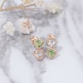 Birthstone August 925 Sterling Silver Gold Plated Prehnite Stone Natural Peridot Simple Geometric Stud Earrings 3