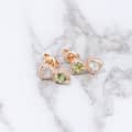 Birthstone August 925 Sterling Silver Gold Plated Prehnite Stone Natural Peridot Simple Geometric Stud Earrings 4