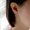 Birthstone August 925 Sterling Silver Gold Plated Prehnite Stone Natural Peridot Simple Geometric Stud Earrings 5