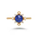Birthstone September Sapphire 925 Sterling Silver Gold Plated Snowflake Design Starlight Synthetic Star Ring 1