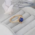 Birthstone September Sapphire 925 Sterling Silver Gold Plated Snowflake Design Starlight Synthetic Star Ring 3