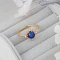 Birthstone September Sapphire 925 Sterling Silver Gold Plated Snowflake Design Starlight Synthetic Star Ring 4