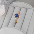Birthstone September Sapphire 925 Sterling Silver Gold Plated Snowflake Design Starlight Synthetic Star Ring 5