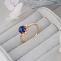 Birthstone September Sapphire 925 Sterling Silver Gold Plated Snowflake Design Starlight Synthetic Star Ring 6
