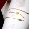 Birthstone August Peridot 925 Sterling Silver Gold Plated Vintage Geometric Drop Square-Shaped Bracelet 3