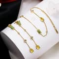 Birthstone August Peridot 925 Sterling Silver Gold Plated Vintage Geometric Drop Square-Shaped Bracelet 4