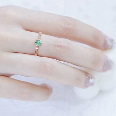 May Emerald Gemstone 925 Sterling Silver Gold Plated Ring detail 4