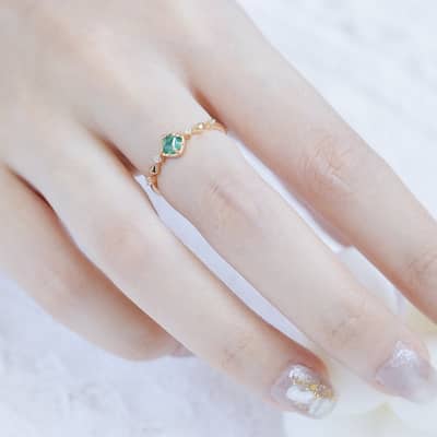 May Emerald Gemstone 925 Sterling Silver Gold Plated Ring detail 5