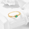 May Emerald Gemstone 925 Sterling Silver Gold Plated CZ Zircon Star Ring 3