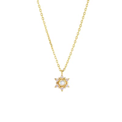Birthstone October Opal 925 Sterling Silver Gold Plated Retro Natural 2 Star Necklace detail 1