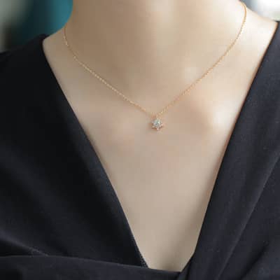 Birthstone October Opal 925 Sterling Silver Gold Plated Retro Natural 2 Star Necklace detail 3