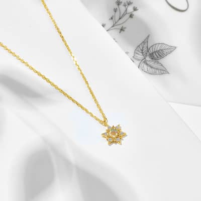 Birthstone October Opal 925 Sterling Silver Gold Plated Retro Natural 2 Star Necklace detail 5