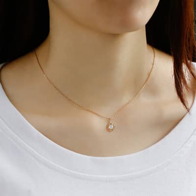 Birthstone October Opal 925 Sterling Silver Gold Plated Vintage Stripes Hollow GTC Certified Necklace detail 2