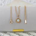 Birthstone October Opal 925 Sterling Silver Gold Plated Vintage Stripes Hollow GTC Certified Necklace 6