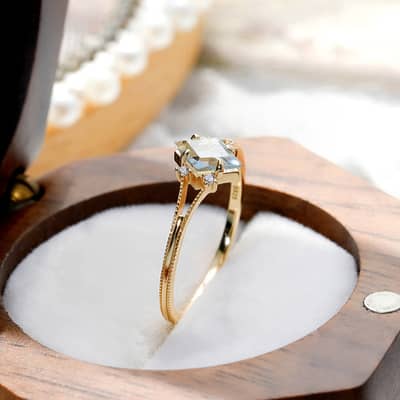 Birthstone November Topaz 925 Sterling Silver Gold Plated Cz Zircon Geometric Rhombus Ring detail 2