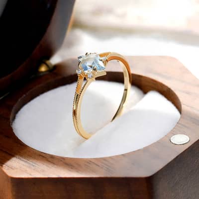 Birthstone November Topaz 925 Sterling Silver Gold Plated Cz Zircon Geometric Rhombus Ring detail 3