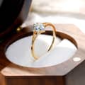 Birthstone November Topaz 925 Sterling Silver Gold Plated Cz Zircon Geometric Rhombus Ring 3