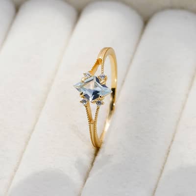 Birthstone November Topaz 925 Sterling Silver Gold Plated Cz Zircon Geometric Rhombus Ring detail 4
