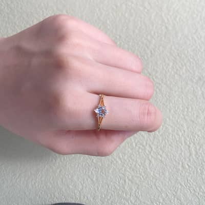Birthstone November Topaz 925 Sterling Silver Gold Plated Cz Zircon Geometric Rhombus Ring detail 6