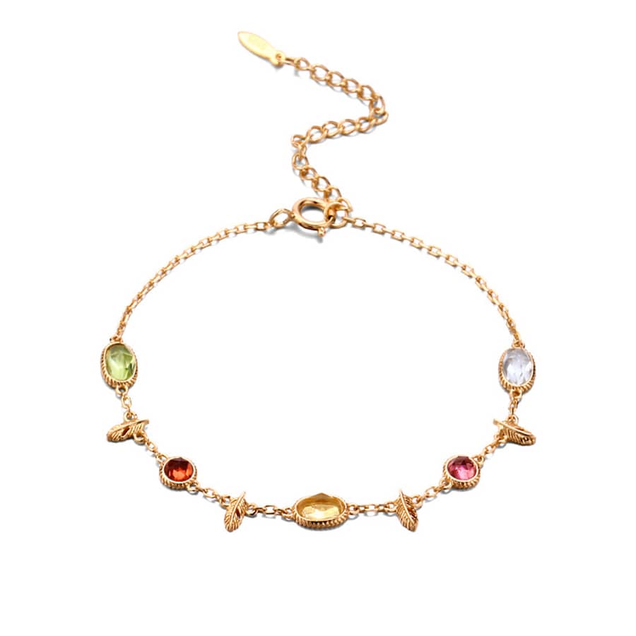 Birthstone November Topaz 925 Sterling Silver Gold Plated CZ Zircon Vintage GTC Certified Colourful Rainbow Bracelet - main