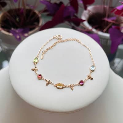 Birthstone November Topaz 925 Sterling Silver Gold Plated CZ Zircon Vintage GTC Certified Colourful Rainbow Bracelet detail 2