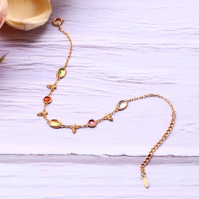 Birthstone November Topaz 925 Sterling Silver Gold Plated CZ Zircon Vintage GTC Certified Colourful Rainbow Bracelet detail 4