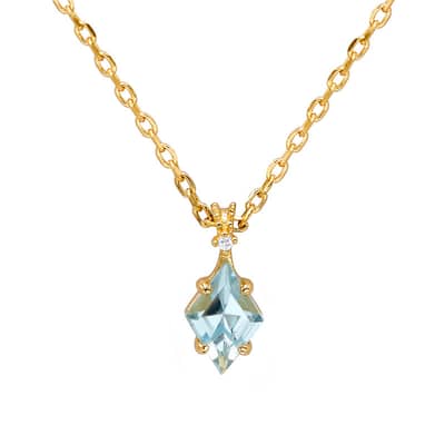 Birthstone November Topaz 925 Sterling Silver Gold Plated Geometric Rhombus Necklace detail 1