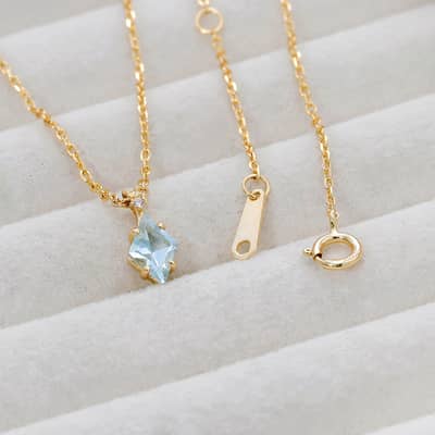 Birthstone November Topaz 925 Sterling Silver Gold Plated Geometric Rhombus Necklace detail 6