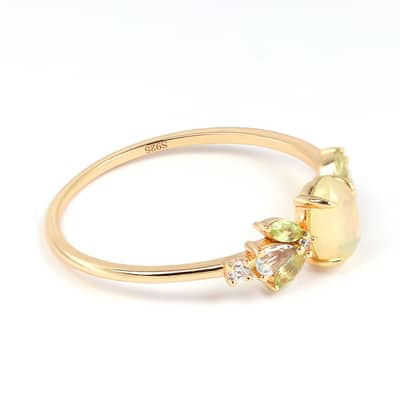 Birthstone October Opal 925 Sterling Silver Gold Plated Cz Zircon Ring detail 2