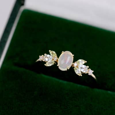 Birthstone October Opal 925 Sterling Silver Gold Plated Cz Zircon Ring detail 4