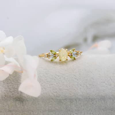 Birthstone October Opal 925 Sterling Silver Gold Plated Cz Zircon Ring detail 6