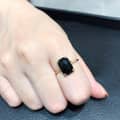 Agate 925 Sterling Silver Gold Plated Geometric Square Ring 2