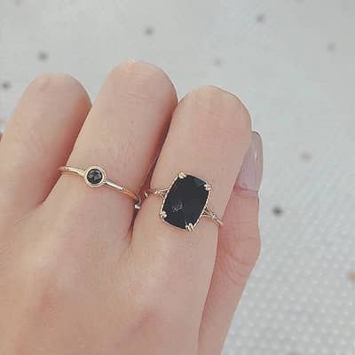 Agate 925 Sterling Silver Gold Plated Geometric Square Ring detail 3