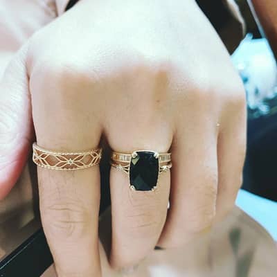 Agate 925 Sterling Silver Gold Plated Geometric Square Ring detail 4