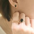 Agate 925 Sterling Silver Gold Plated Geometric Square Ring 5